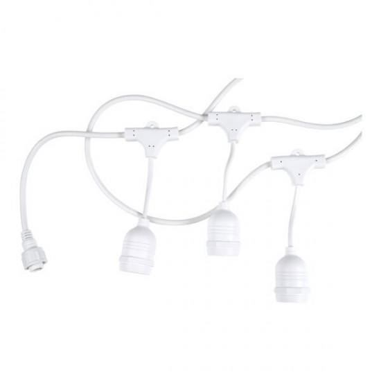 Ghirlanda luminoasa 15m cu 15 socluri suspendate E27 cablu alb IP65