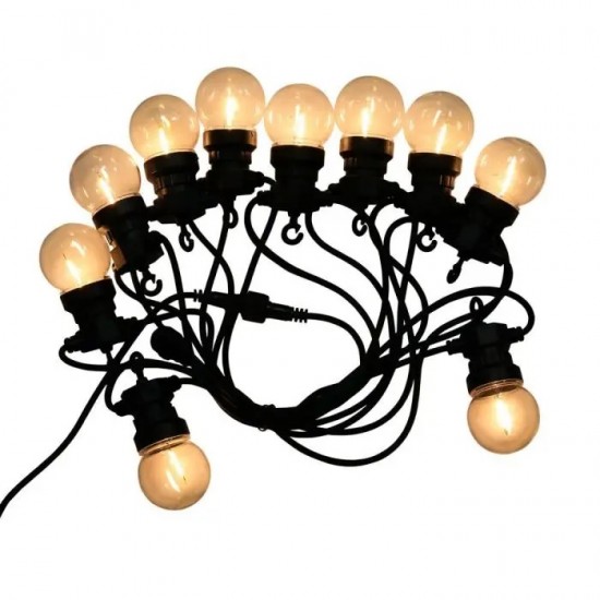 Ghirlanda LED 5m cu 10 becuri filament transparente lumina calda IP44
