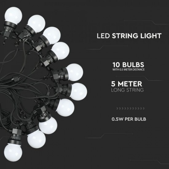 Sir de lumini LED cu 10 becuri 5 metri Alb Cald