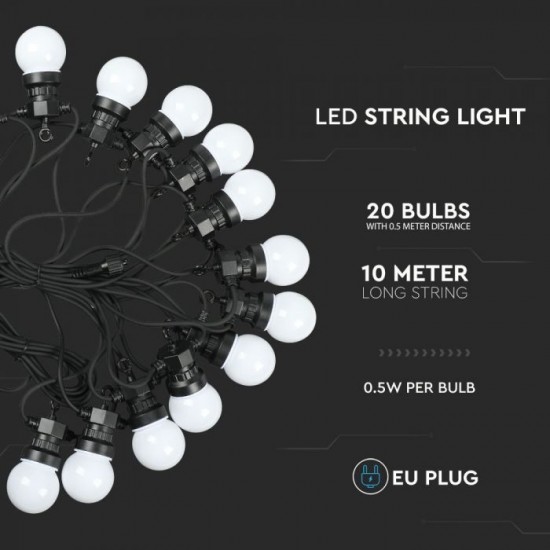 Sir de lumini LED cu 20 becuri 10 metri Alb Cald