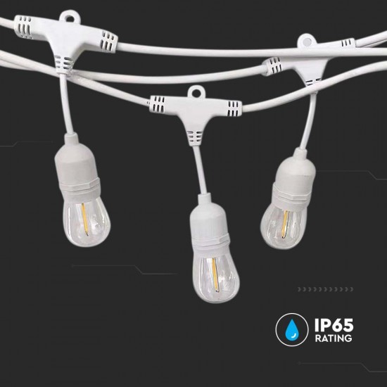 Ghirlanda luminoasa 15m cu 15 socluri suspendate E27 cablu alb IP65