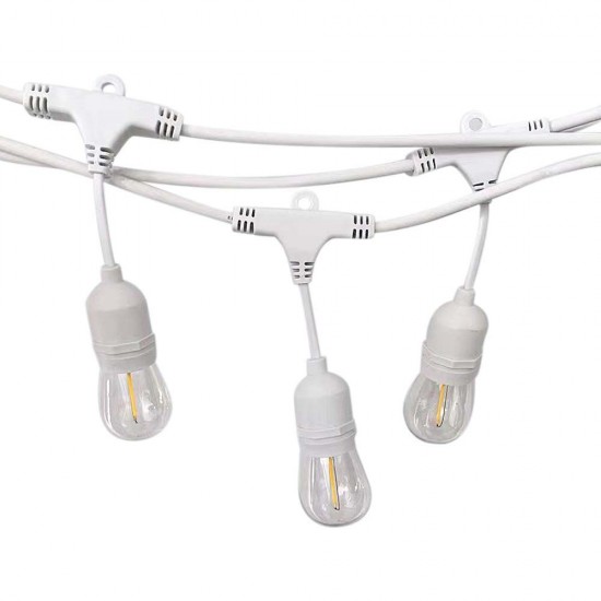 Ghirlanda luminoasa 15m cu 15 socluri suspendate E27 cablu alb IP65