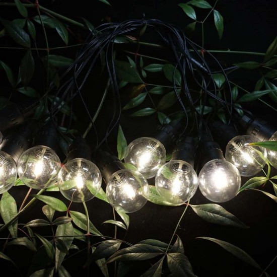 Ghirlanda solara LED 12m cu 10 becuri 0.5W filament transparente lumina calda si telecomanda IP44