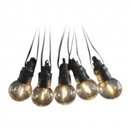 Ghirlanda solara LED 12m cu 10 becuri 0.5W filament transparente lumina calda si telecomanda IP44