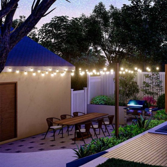 Ghirlanda solara LED 12m cu 10 becuri 0.5W filament transparente lumina calda si telecomanda IP44