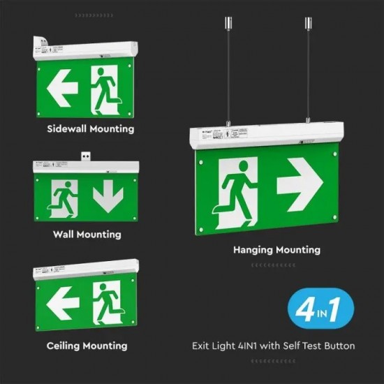 Lampa LED de siguranta 2.5W autonomie 3h montaj universal 4in1 IP20 alb rece
