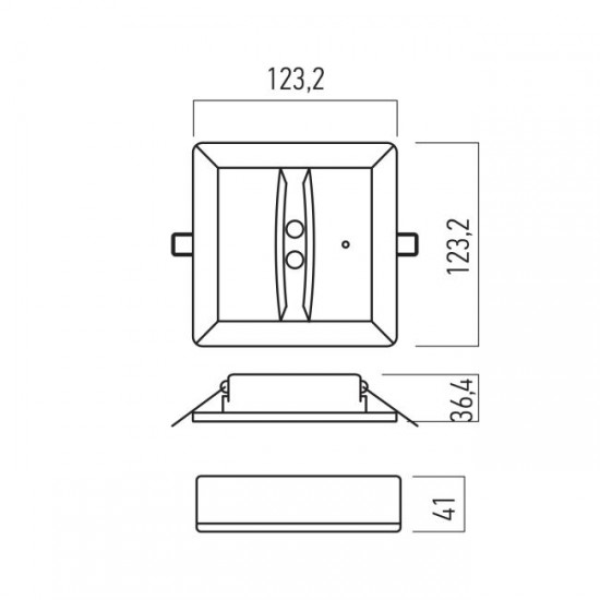 Corp de iluminat LED de siguranta XARROW 3.5W patrat nepermanent 3h montaj incastrat sau aparent IP40