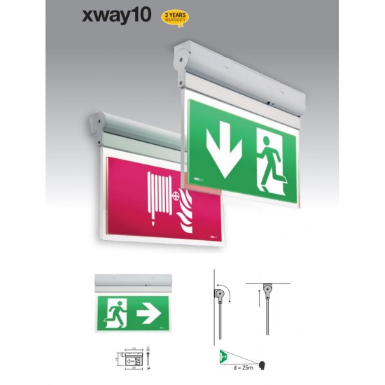 Lampa LED de siguranta 2W XWAY marcaj HIDRANT autonomie 3h montaj aplicat IP20