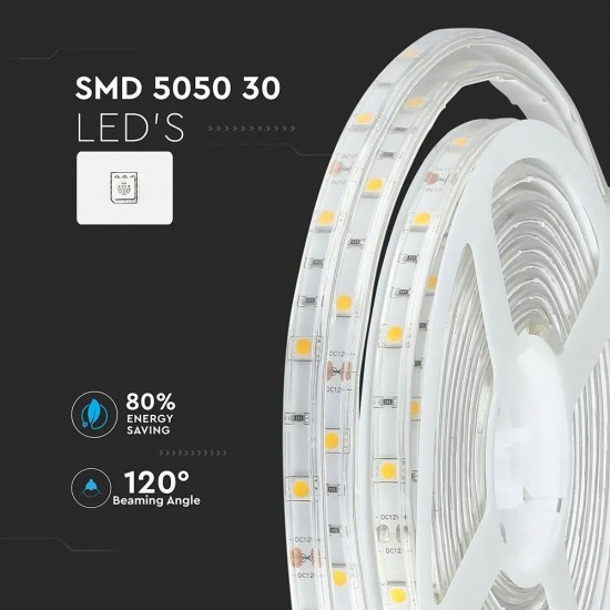 Banda LED SMD5050 30 LED IP65 Alb Neutru
