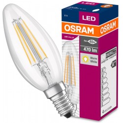 Bec LED lumanare filament clar 4W OSRAM Value E14 B40 lumina calda