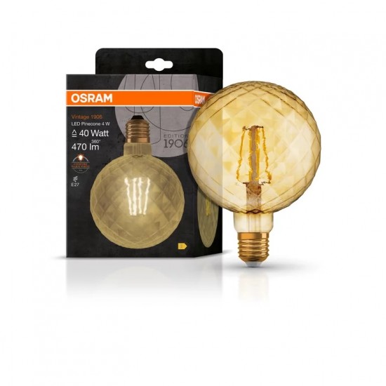 Bec LED filament sticla amber 4W Pine OSRAM Vintage 1906 E27 2400K