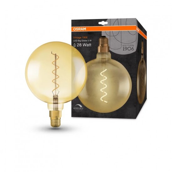 Bec LED Filament 4W E27 Dimabil Big Globe Osram Vintage Amber