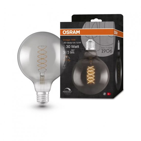Bec LED Vintage 1906 Globe 125 Dimabil Fumuriu E27 7.8W 1800K