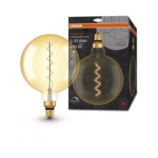 Bec LED Filament Vintage Globe 200 Osram Dimabil 4.8W E27 2200K