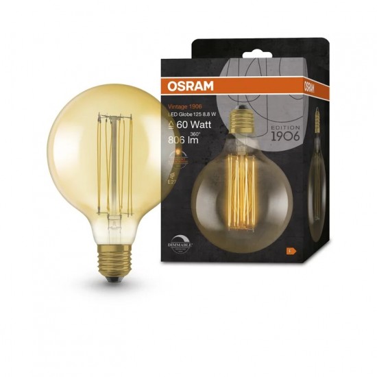 Bec LED filament 8.8W Osram Vintage Globe 125 1906 Dimabil 2200K E27