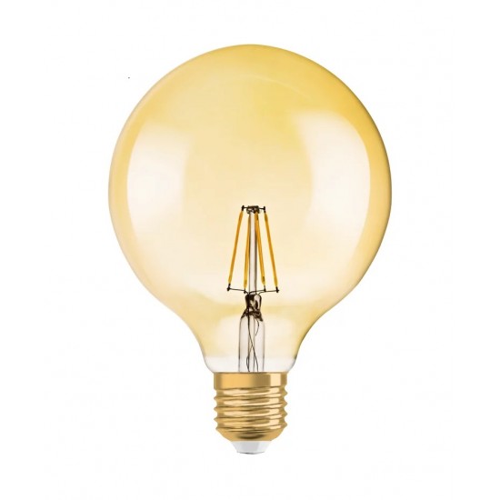 Bec LED filament sticla amber 6.5W Globe 55 OSRAM Vintage 1906 E27 2400K