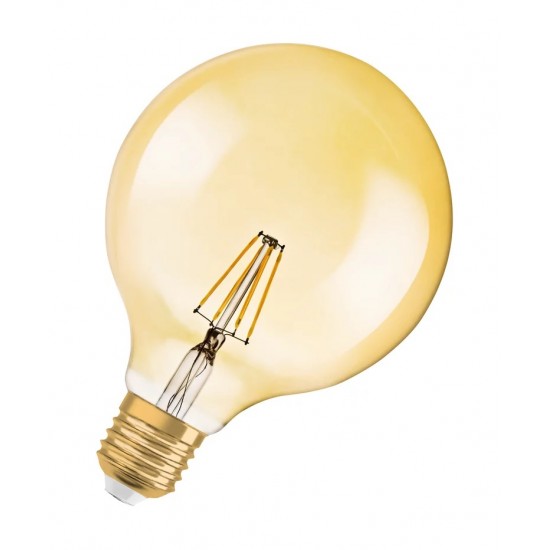 Bec LED filament sticla amber 6.5W Globe 55 OSRAM Vintage 1906 E27 2400K