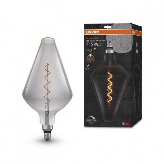 Bec LED filament fumuriu 4W OSRAM Vintage 1906 AW188 Dimabil E27 1800K
