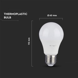 Bec LED 9W E27 A60 Termoplastic Alb Cald