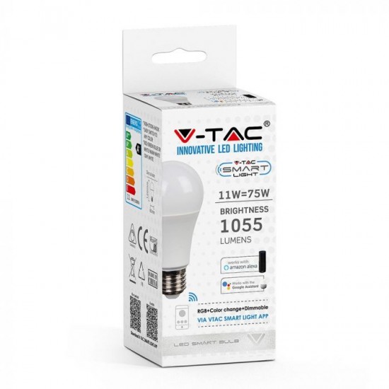 Bec LED smart 11W E27 compatibil cu Google Home si Amazon Alexa RGB-WW-CW
