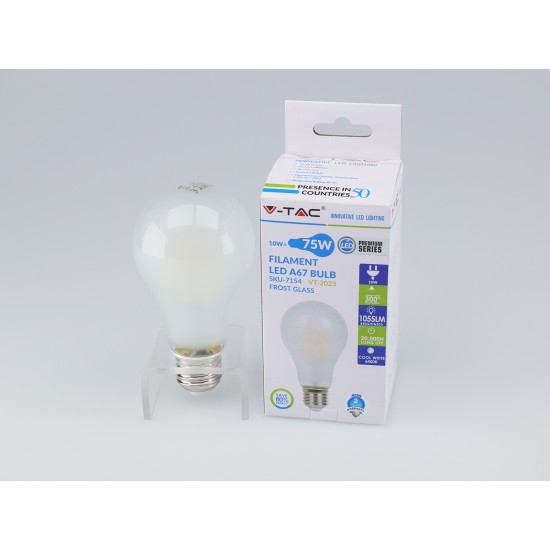 Bec LED 10W Filament E27 A67 Mat Alb Rece