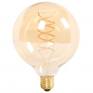 Bec LED Filament dublu spirala 6W E27 G125 Chihlimbar Alb Cald