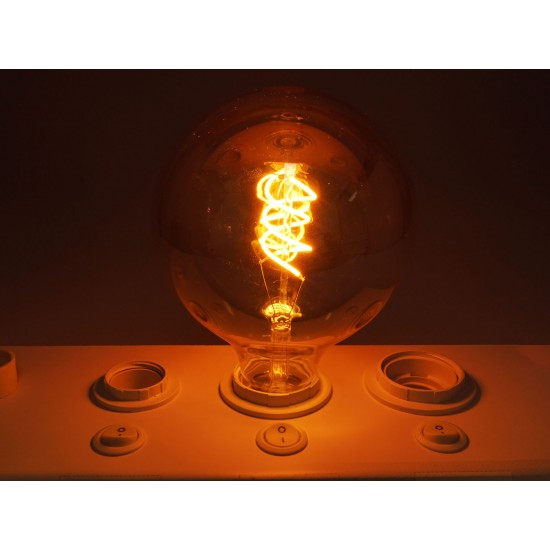 Bec LED Filament dublu spirala 6W E27 G125 Chihlimbar Alb Cald
