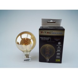 Bec LED Filament dublu spirala 6W E27 G125 Chihlimbar Alb Cald