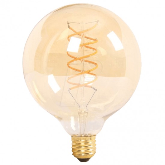 Bec LED Filament dublu spirala 6W E27 G125 Chihlimbar Alb Cald