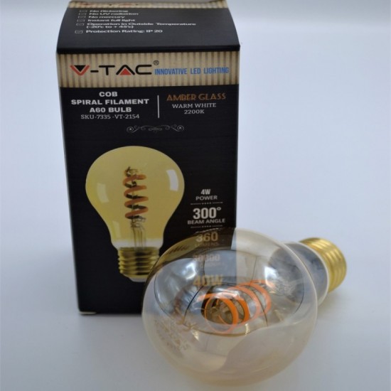 Bec LED Filament spirala 4W E27 Chihlimbar Alb Cald