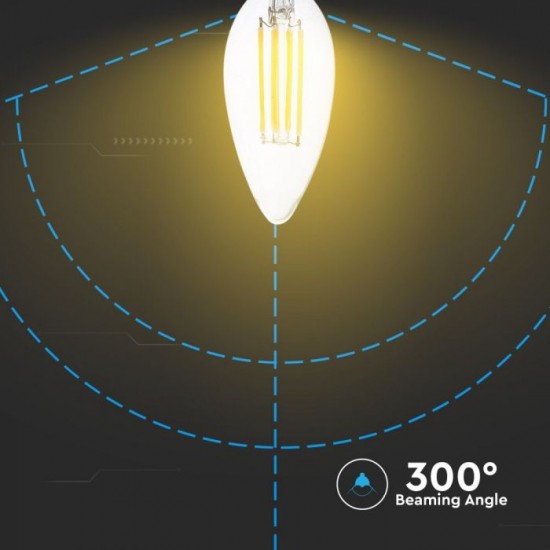 Bec LED filament lumanare 6W E14 Alb Cald