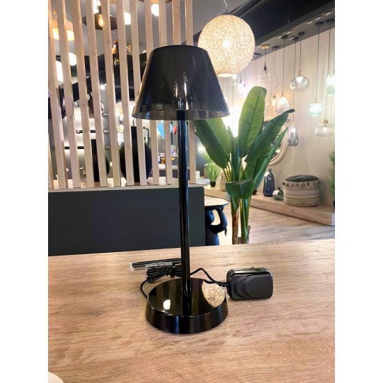 Veioza LED de exterior LOLITA 2.8W dimabila cu touch cablu USB si adaptor finisaj negru lumina calda IP54