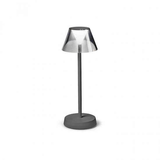 Veioza LED de exterior LOLITA 2.8W dimabila cu touch cablu USB si adaptor finisaj gri lumina calda IP54