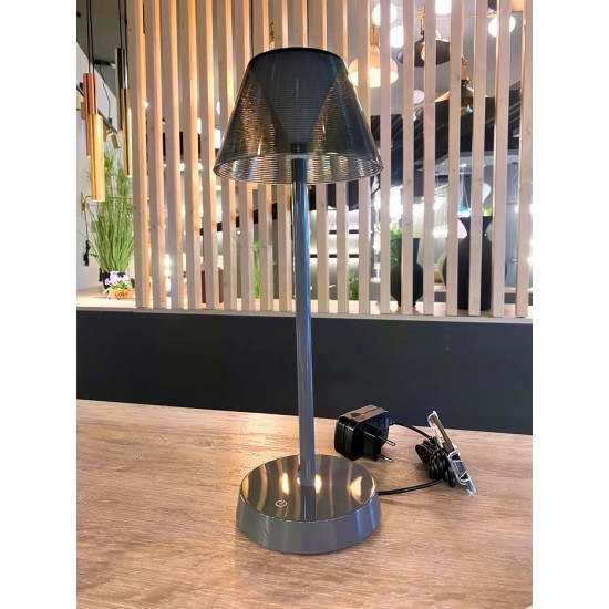 Veioza LED de exterior LOLITA 2.8W dimabila cu touch cablu USB si adaptor finisaj gri lumina calda IP54