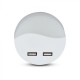 Lampa de veghe LED 0.45W cip Samsung rotunda cu doua porturi USB