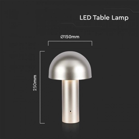 Veioza LED 3W 250mm dimabila cu touch si baterie reincarcabila cablu port USB 3in1 champagne IP20
