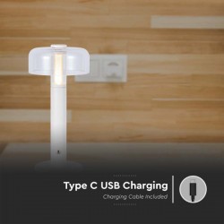 Veioza LED 1W dimabila cu touch si baterie reincarcabila cablu port USB corp alb 300mm lumina calda IP20