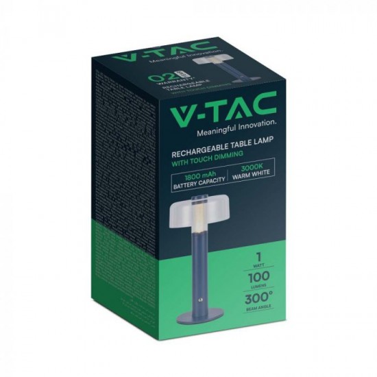Veioza LED 1W dimabila cu touch si baterie reincarcabila cablu port USB corp violet 300mm lumina calda IP20