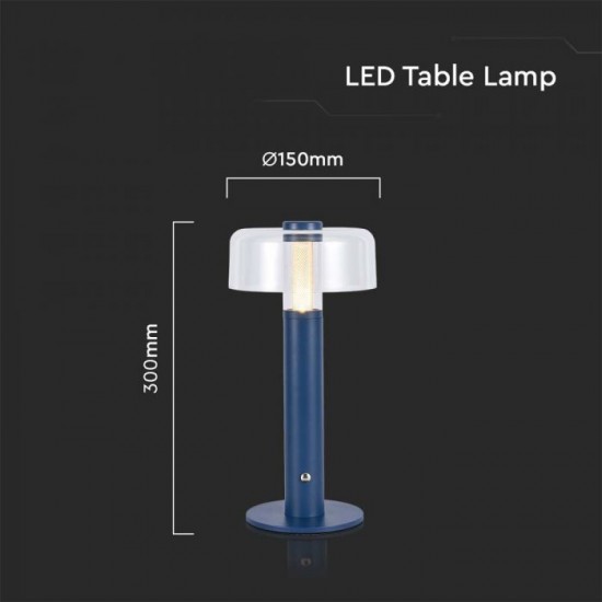 Veioza LED 1W dimabila cu touch si baterie reincarcabila cablu port USB corp violet 300mm lumina calda IP20