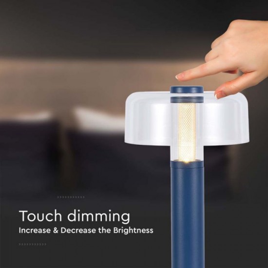 Veioza LED 1W dimabila cu touch si baterie reincarcabila cablu port USB corp violet 300mm lumina calda IP20