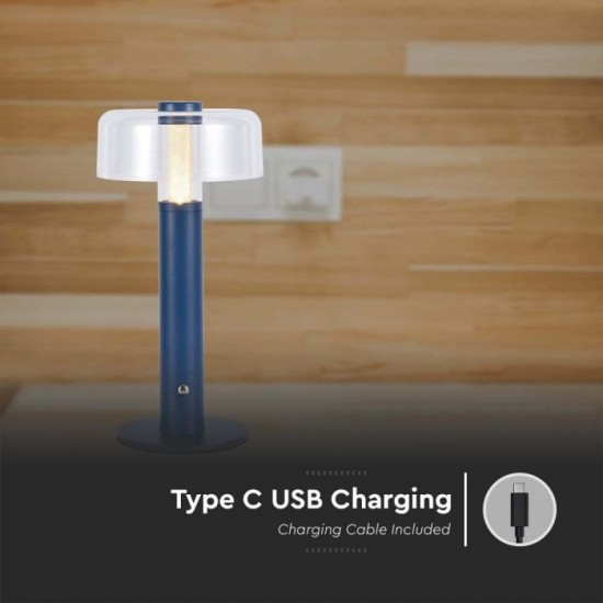 Veioza LED 1W dimabila cu touch si baterie reincarcabila cablu port USB corp violet 300mm lumina calda IP20