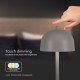 Veioza LED 3W 300mm dimabila cu touch si baterie reincarcabila cablu port USB 3in1 corp gri IP20
