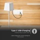 Veioza LED de exterior 2W patrata dimabila cu touch cablu port USB tip C corp alb lumina calda IP54