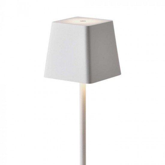 Veioza LED de exterior 2W patrata dimabila cu touch cablu port USB tip C corp alb lumina calda IP54