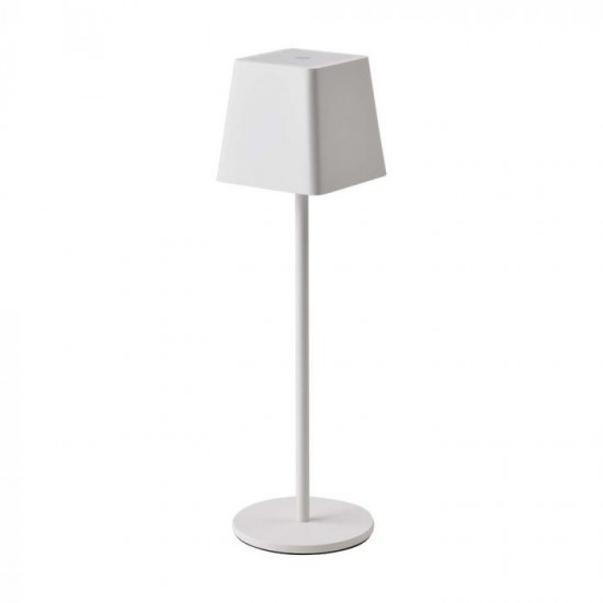 Veioza LED de exterior 2W patrata dimabila cu touch cablu port USB tip C corp alb lumina calda IP54
