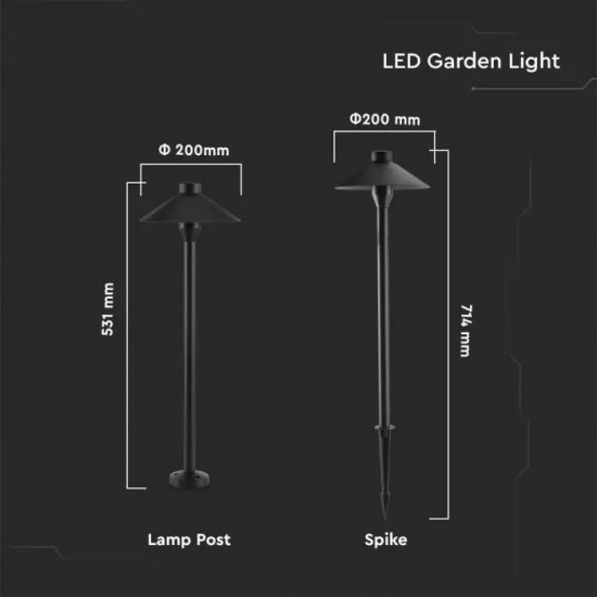 Stalpisor LED de gradina 7W cip Samsung IP65 din aluminiu corp negru cu tarus