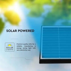 Set 2 buc tarusi LED de gradina 2x1.2W cu panou solar corp negru lumina calda IP65 cablu 4m