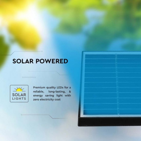 Set 2 buc tarusi LED de gradina 2x1.2W cu panou solar corp negru lumina calda IP65 cablu 4m