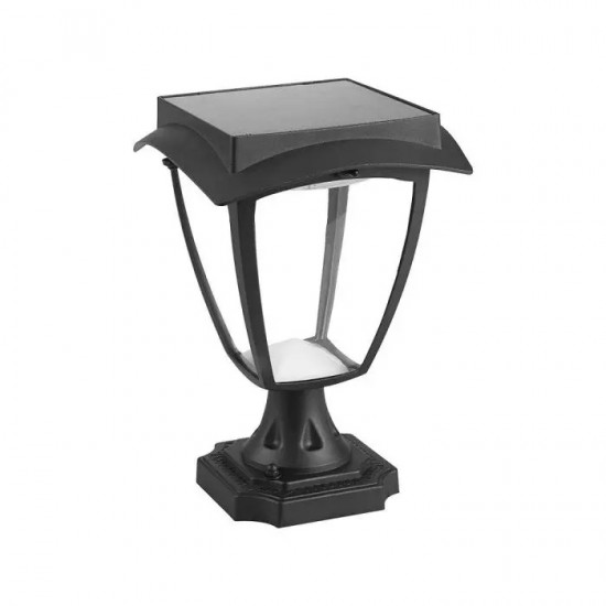 Lampadar LED solar de gradina 2W cu senzor negru mat lumina calda+rece IP65