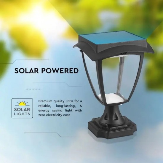 Lampadar LED solar de gradina 2W cu senzor negru mat lumina calda+rece IP65